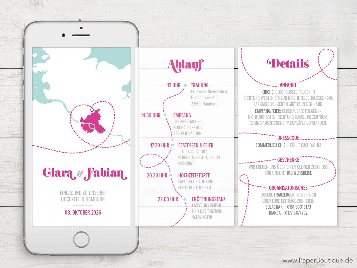 Hochzeitseinladung zum Thema Reise mit Hamburg iPhone mit Einladung zur Hochzeit mit Hamburg Karte